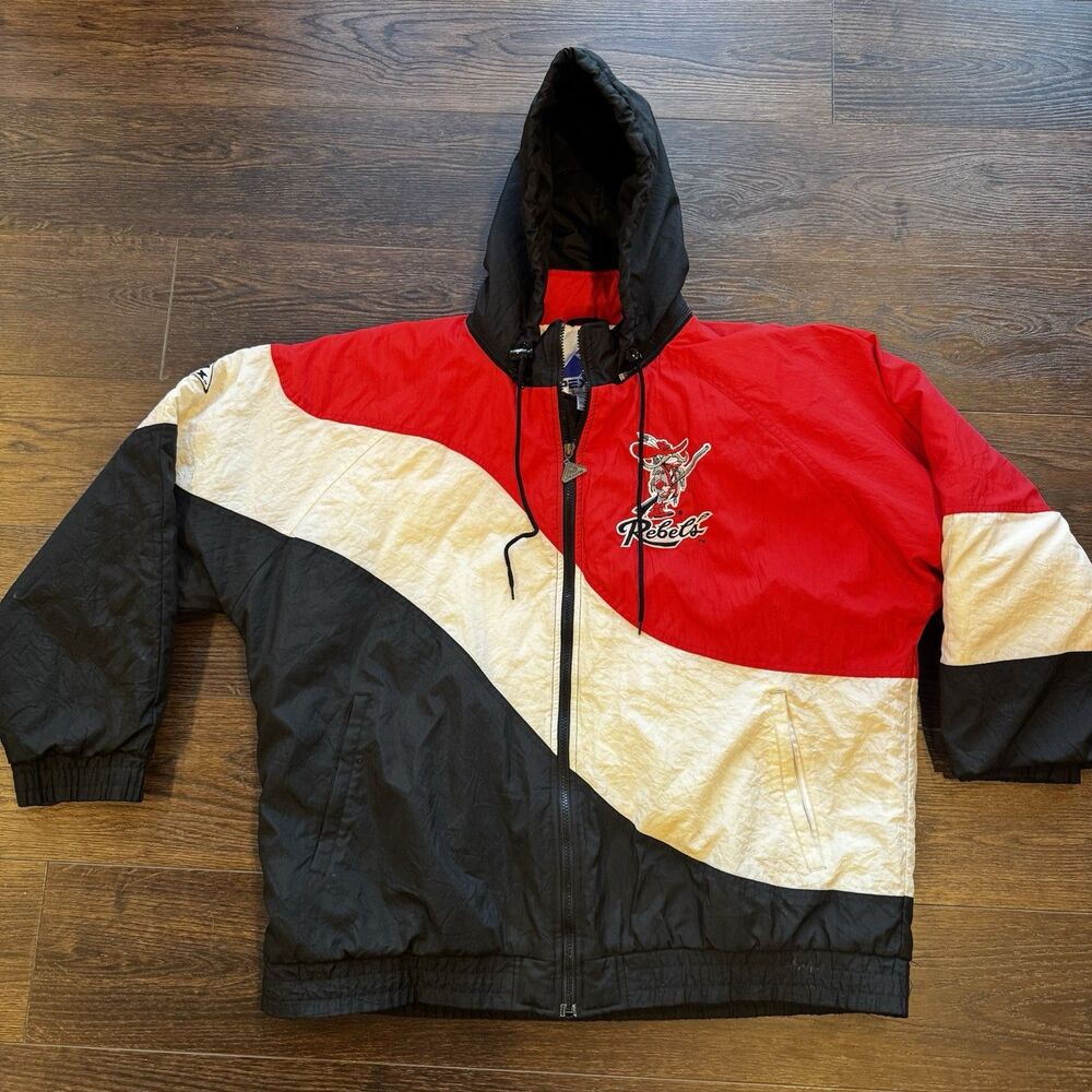 Vintage UNLV Rebels Apex One Hooded Puffer Jacket Adult XL NCAA 90s Red Black